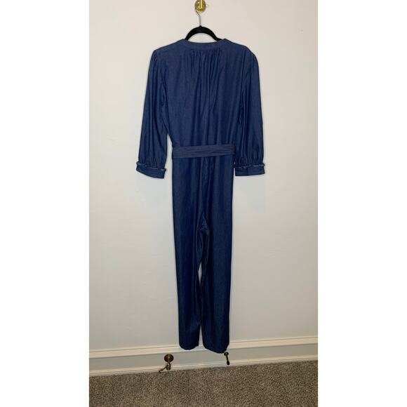 Draper James Tie Waist Jumpsuit in Chambray Sz XL - Picture 8 of 10